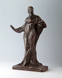 Stojící žena s nataženou pravou paží, 1917-18 (odlité kolem 1918-25) (bronz)